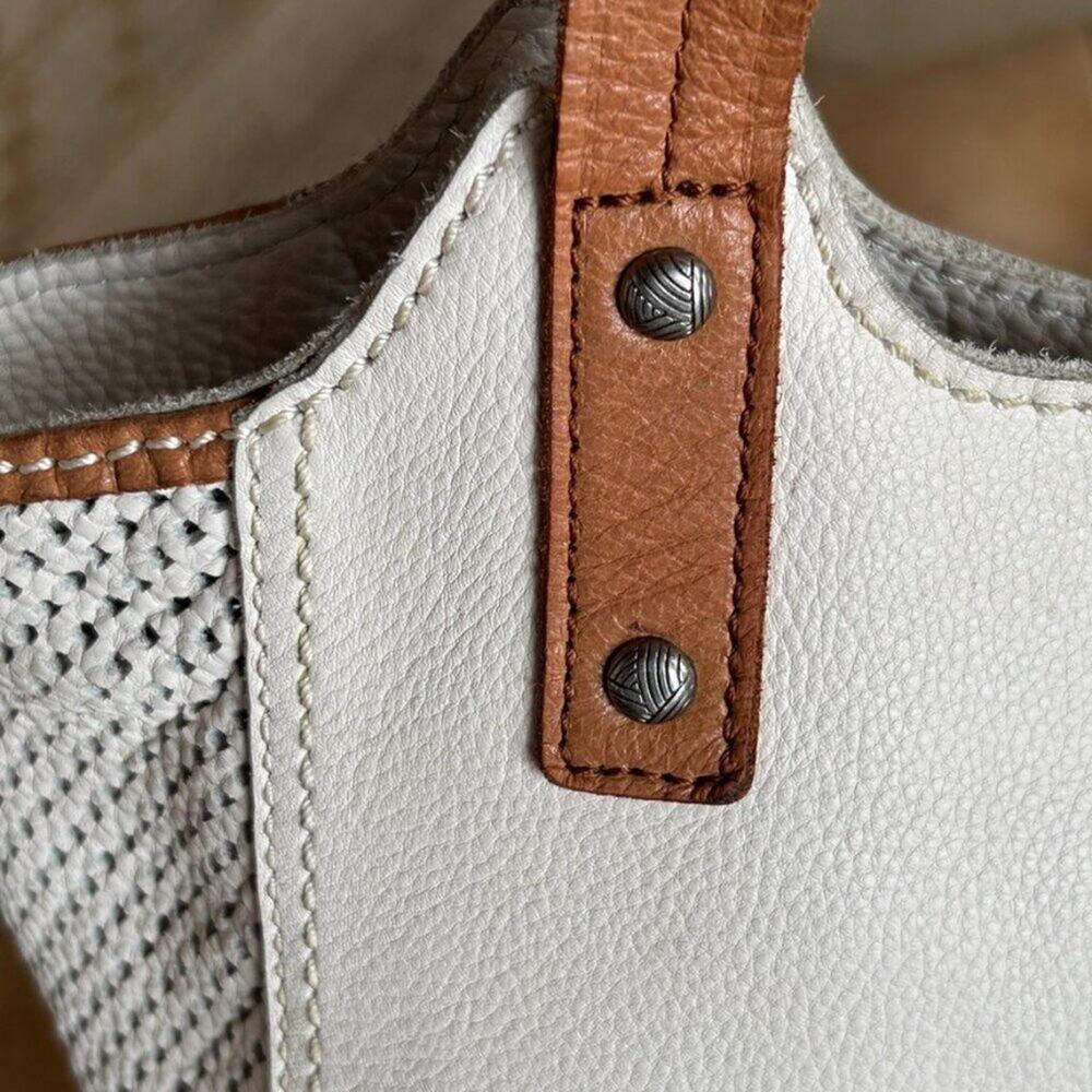 Boho Resort Genuine Leather Slouchy Tote Hobo Bag Tassle White - Picture 14 of 16